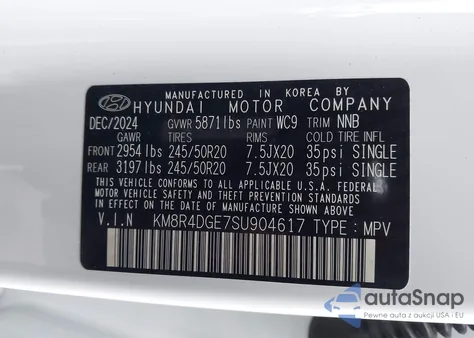 2025 Hyundai Palisade Sel Premium z USA, uszkodzony, nr VIN KM8R4DGE7SU904617